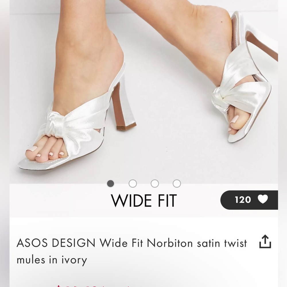 White Wide Fit Satin Twist Mules